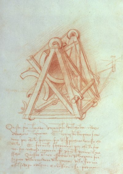 Study of the Wooden Framework with Casting Mould for the Sforza Horse, fol. 154v from the Codex Madrid II by Leonardo da Vinci